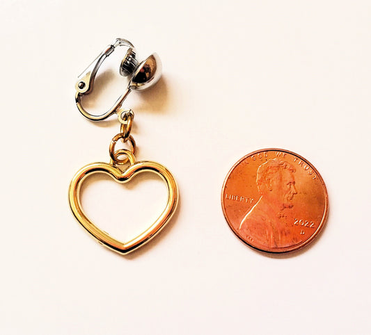 Gold Heart Clip On Clitoral Pussy Jewelry