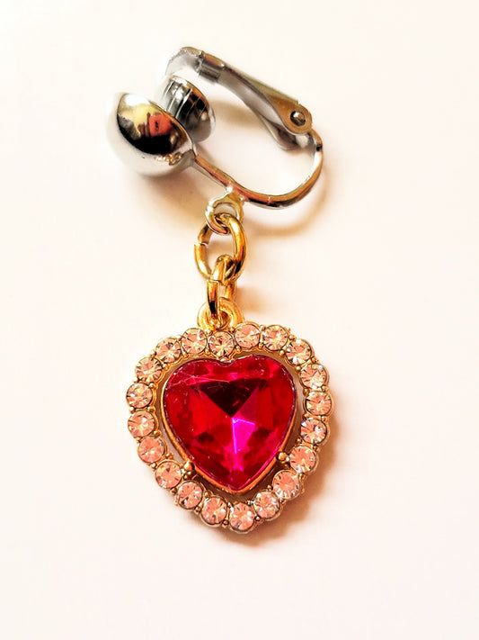 Clip On Rhinestone Heart Pussy Jewelry