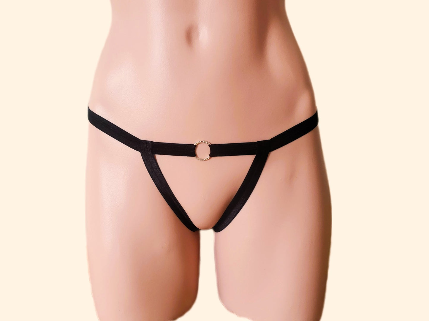 BDSM Crotchless O Ring Thong Lingerie Panty