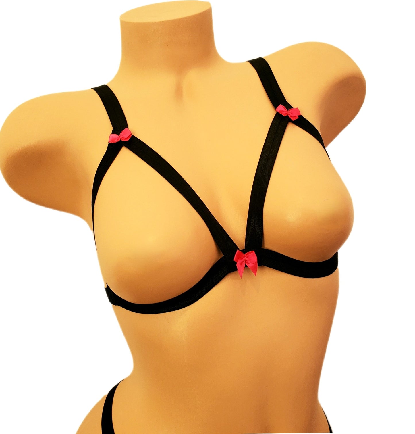 Red and Black Lingerie Bra, Cupless Chest Harness for Women (Copy)