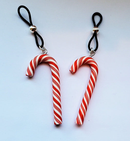 X-Mas Candy Cane Nipple Nooses, Sexy Christmas Lingerie Jewelry