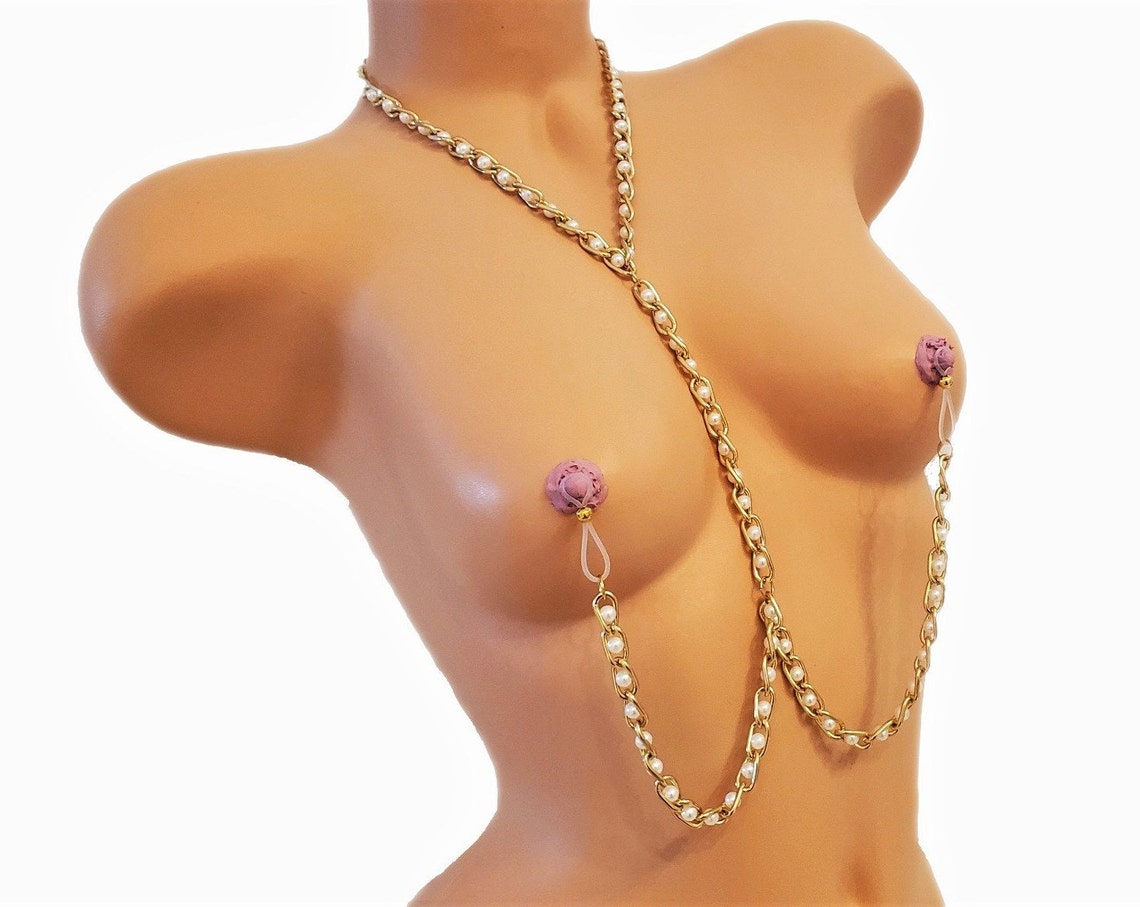 Pearl Nipple Chain, Non-Pierced Necklace to Nipples, Jewelry