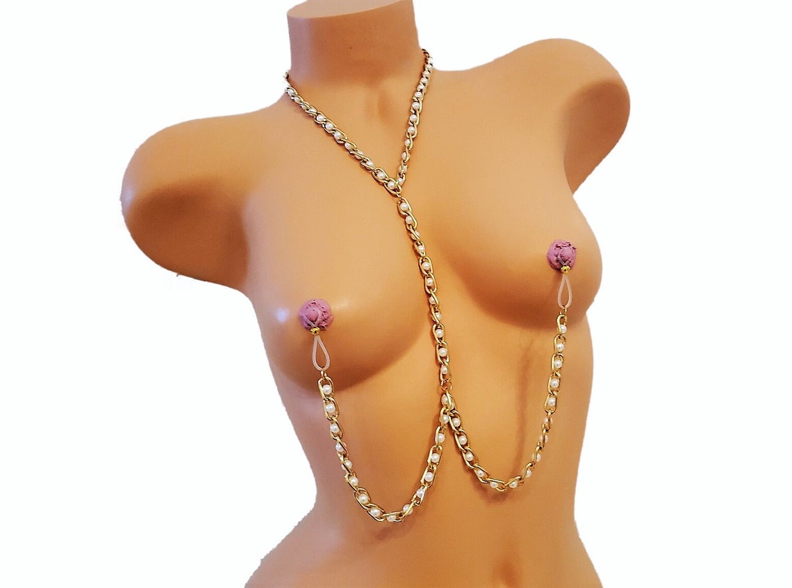 Pearl Nipple Chain, Non-Pierced Necklace to Nipples, Jewelry