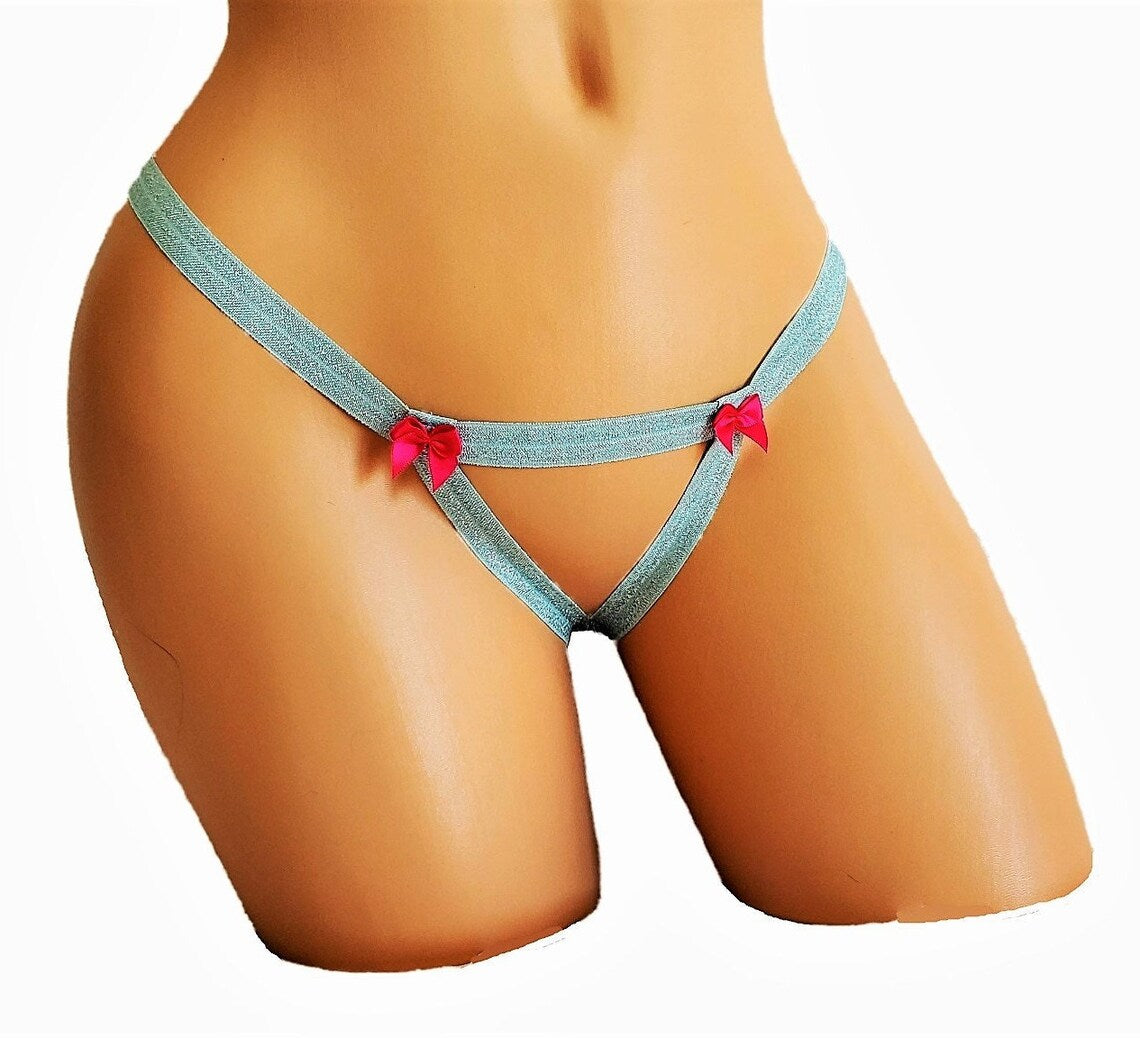Glitter Crotchless Lingerie Panty, Cute Sparkle Thong, Glitter Harness –  Ivy's Intimates
