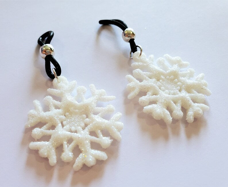 Glitter Snowflake Fake Nipple Rings