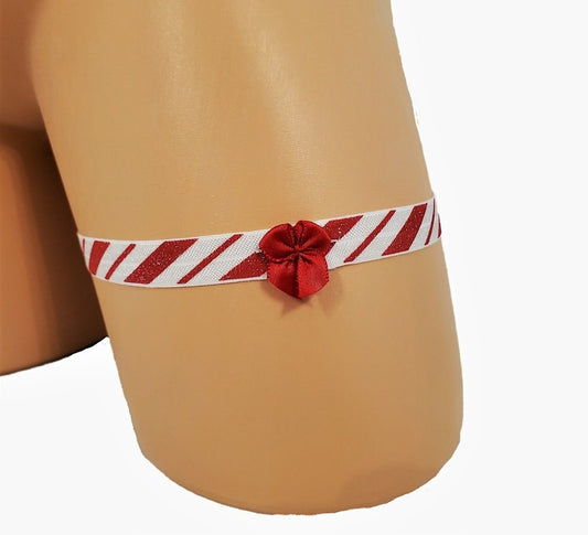 Candy Cane Glitter Christmas Lingerie Leg Garter