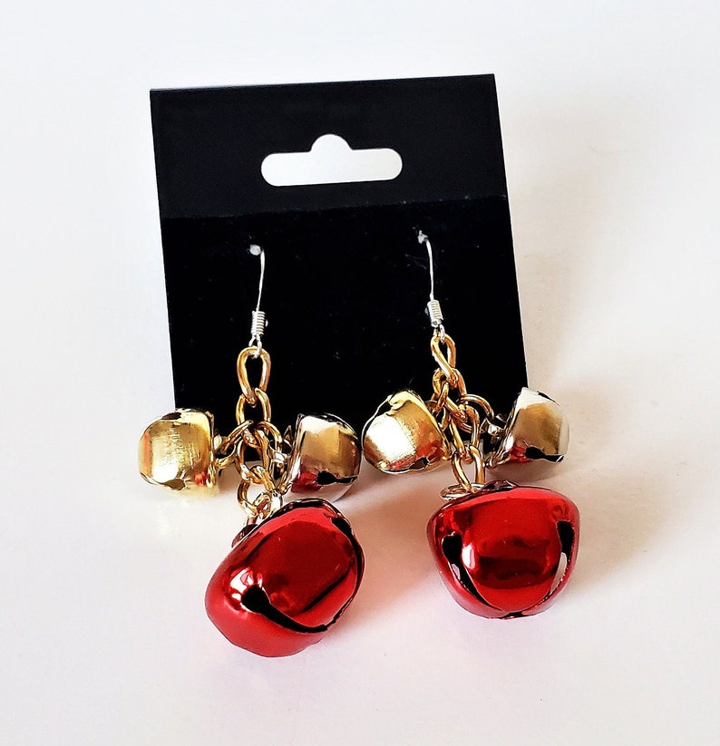 Jingle Bell Christmas Dangle Pierced Earrings