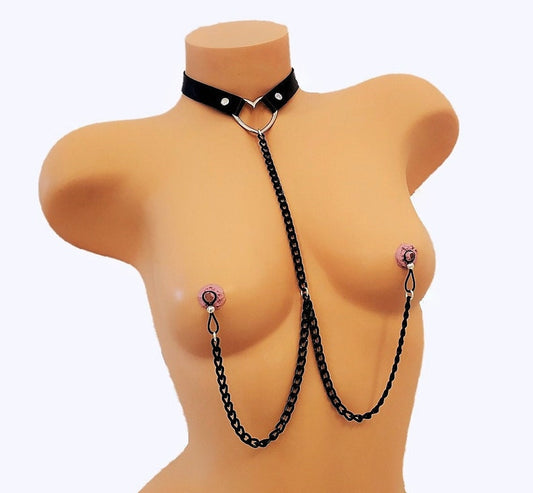 Necklace To Nipples Choker, Non-Piercing Nipple Chain