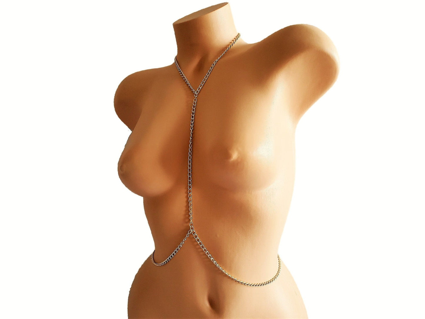 Gold Body Chain Jewelry Lingerie Sexy Belly Chain Accessory Chest Harness Bra Bikini Exotic Festival Erotic Fashion Necklace Swim Layered