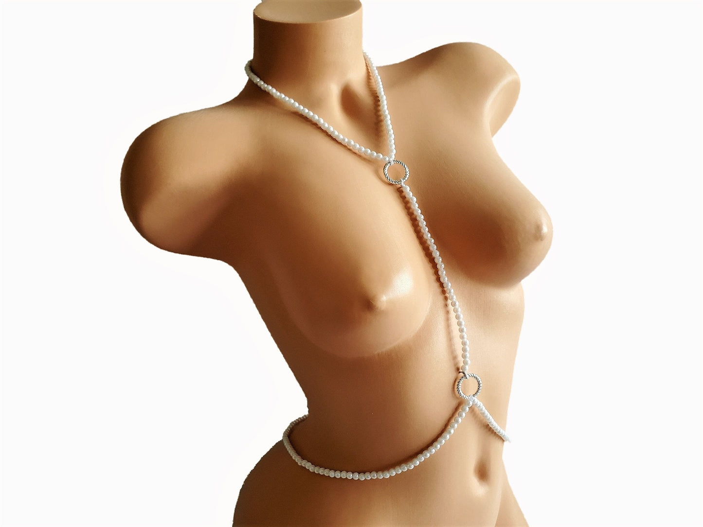 White Pearl Beaded Body Chain Jewelry Beautiful Pearl Lingerie