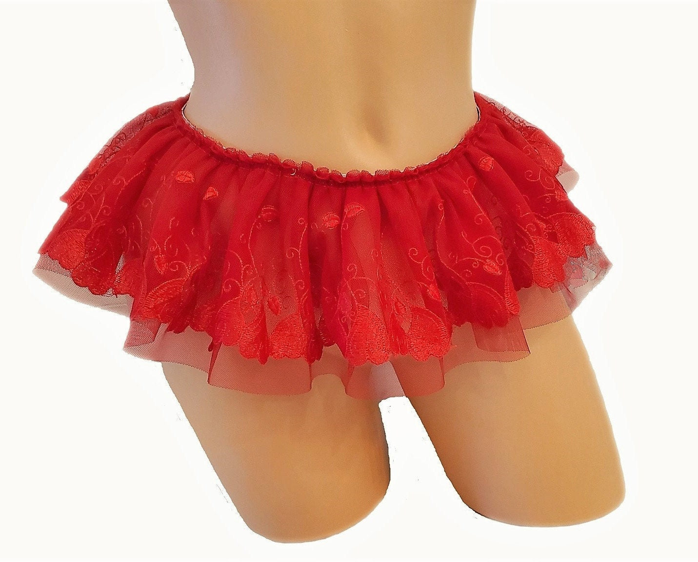 Red Micro Mini Lingerie Skirt with Hearts