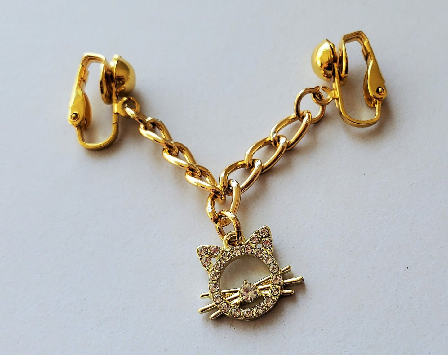 Kitty Cat Labia Jewelry, Erotic Rhinestone Pussy Jewelry