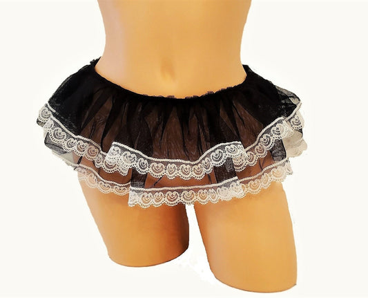 Black and White Micro Mini Lingerie Skirt